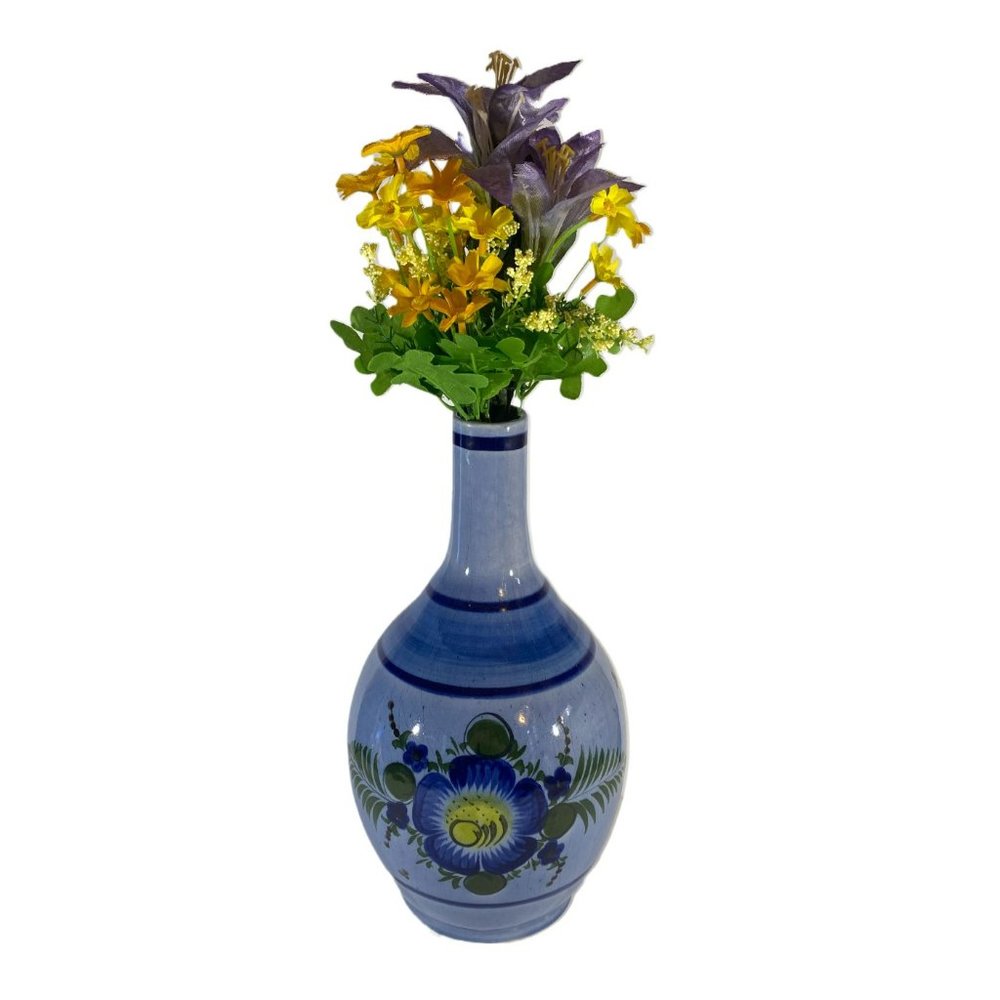Vintage Mexican Ceramic Handmade Vase Hand Painted Souvenir-Street Art Style